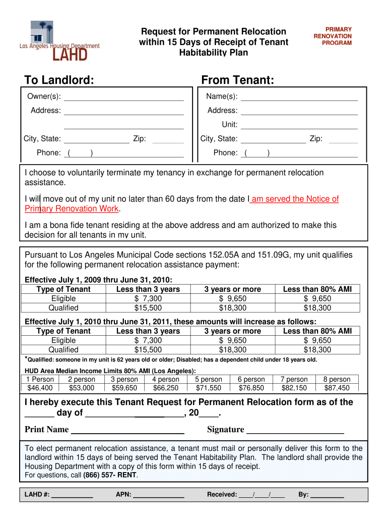 Permanent Relocation Form