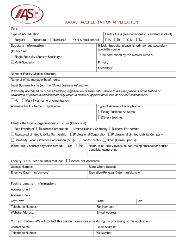 Aaaasf Accreditation Application Form