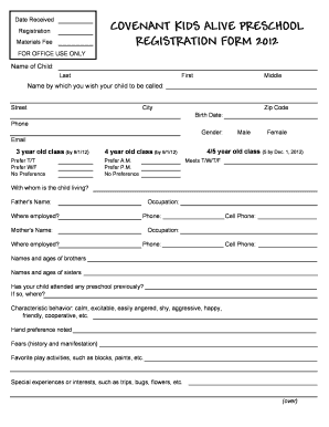 Paperwork for Kids  Form