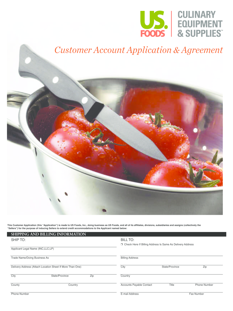  Us Foods Credit Application 2011-2024