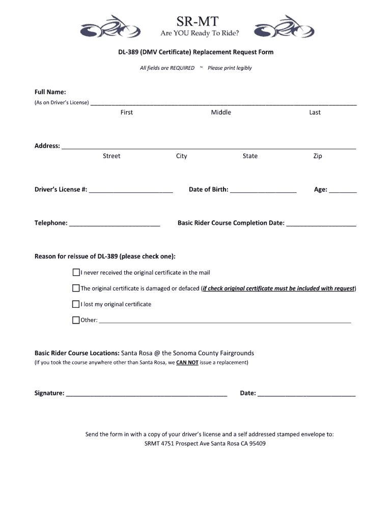 Dl 389 Form