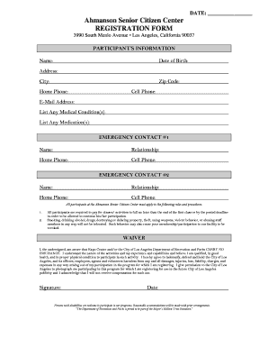 Senior Citizen Data Form