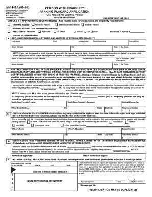 Disability Placard Form