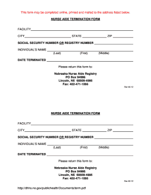 Dhhs Nurse Aide Registry  Form