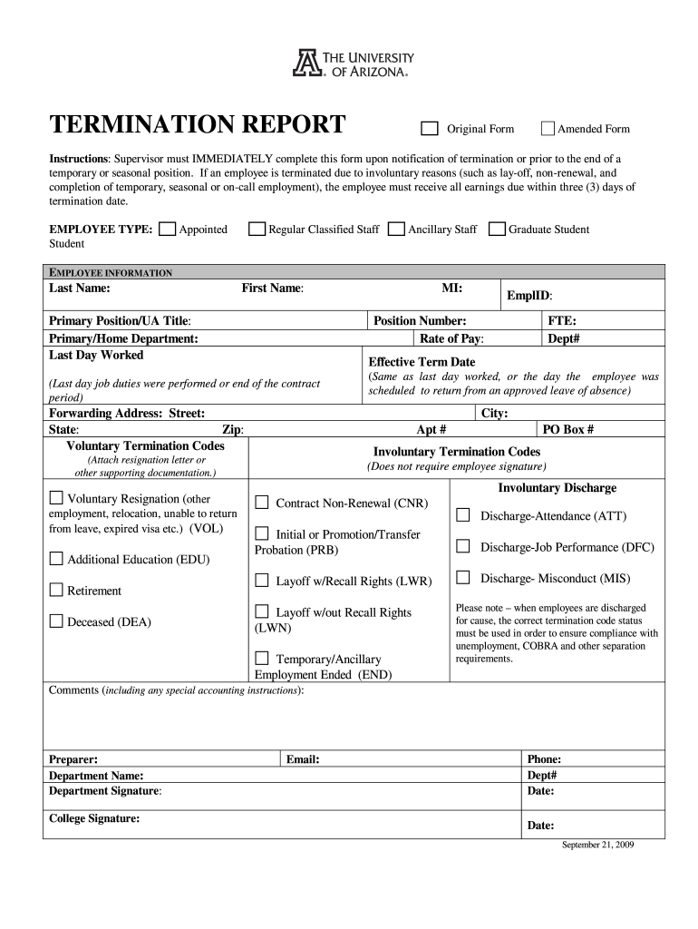 Termination Report Template 2009 2024 Form Fill Out And Sign 