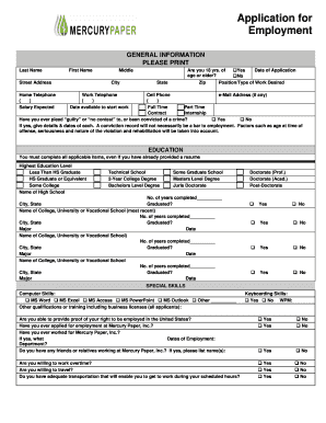 Mcdonald&#039;s Application Paper  Form
