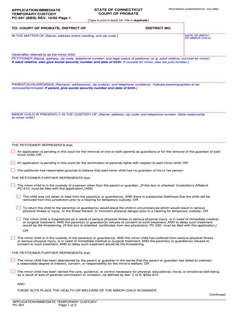  PDF Fill and Sign Online Temporary Guardianship Without Court  Form 1992