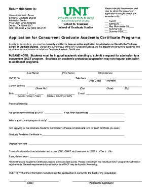 Unt Application  Form