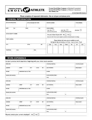 Vernon Powell Job Application Form