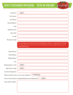 Fazoli&#039;s Application Online  Form