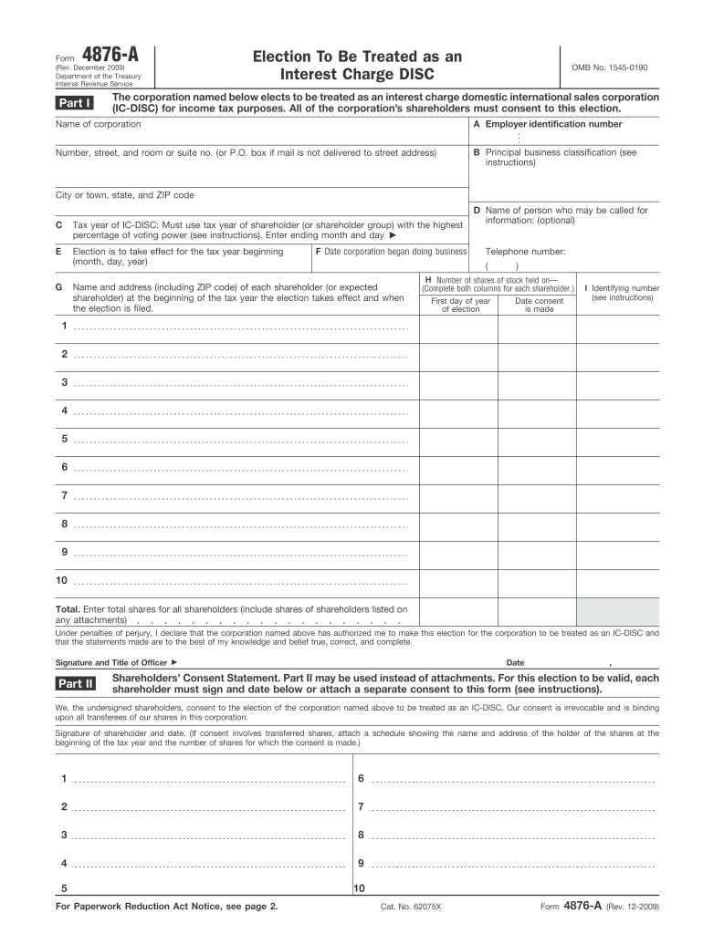  Form 4876 a 2009