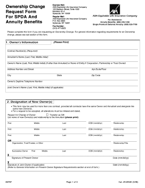 Axa Equitable Change of Ownership Form