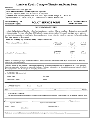 Change of Beneficiary Form