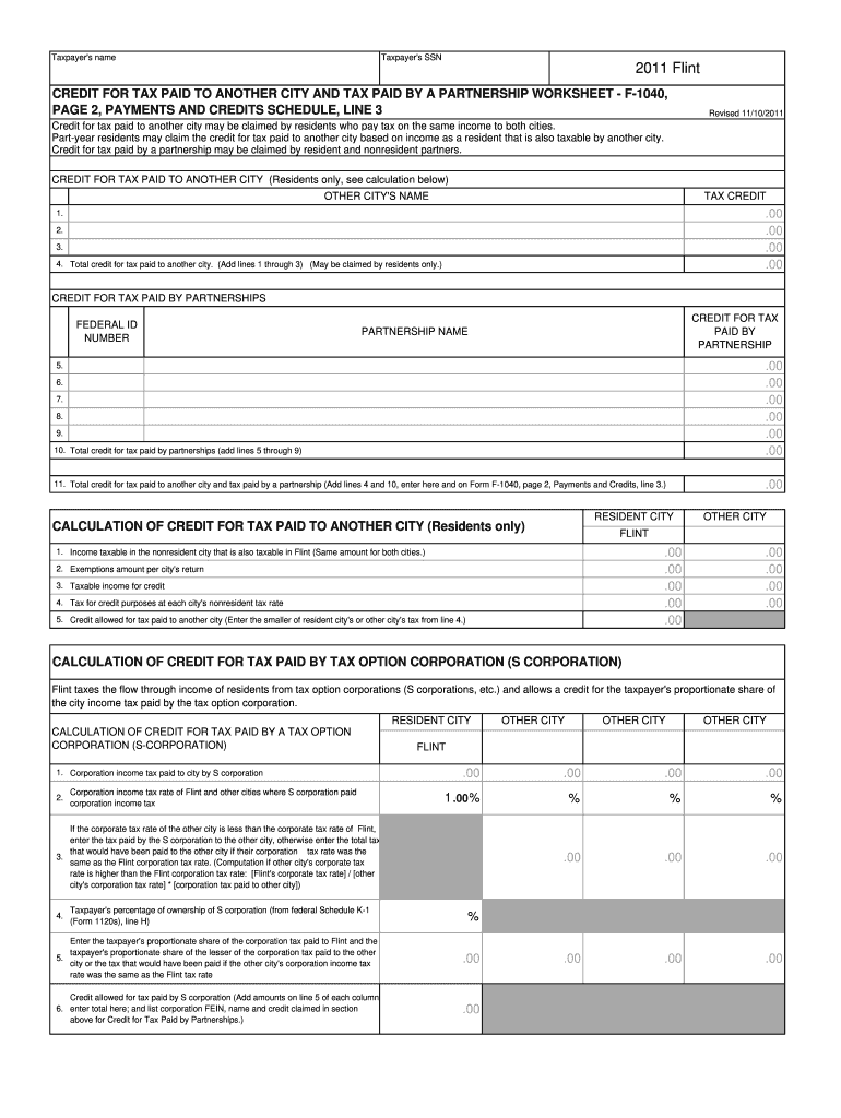 Flint F 1040 Form