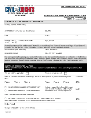 Michigan Interpreter Renewal  Form