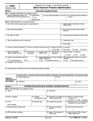 Form 13287 Bank Payment Problem Identification IRS