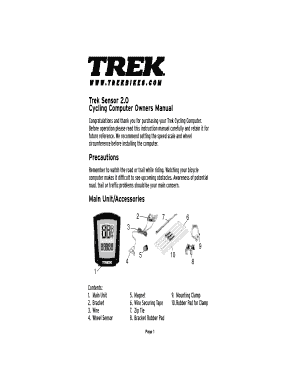 Trek Sensor Bike Computer Manual  Form