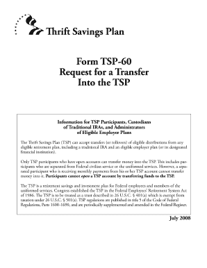 Thrift Savings Plan Form Tsp 60