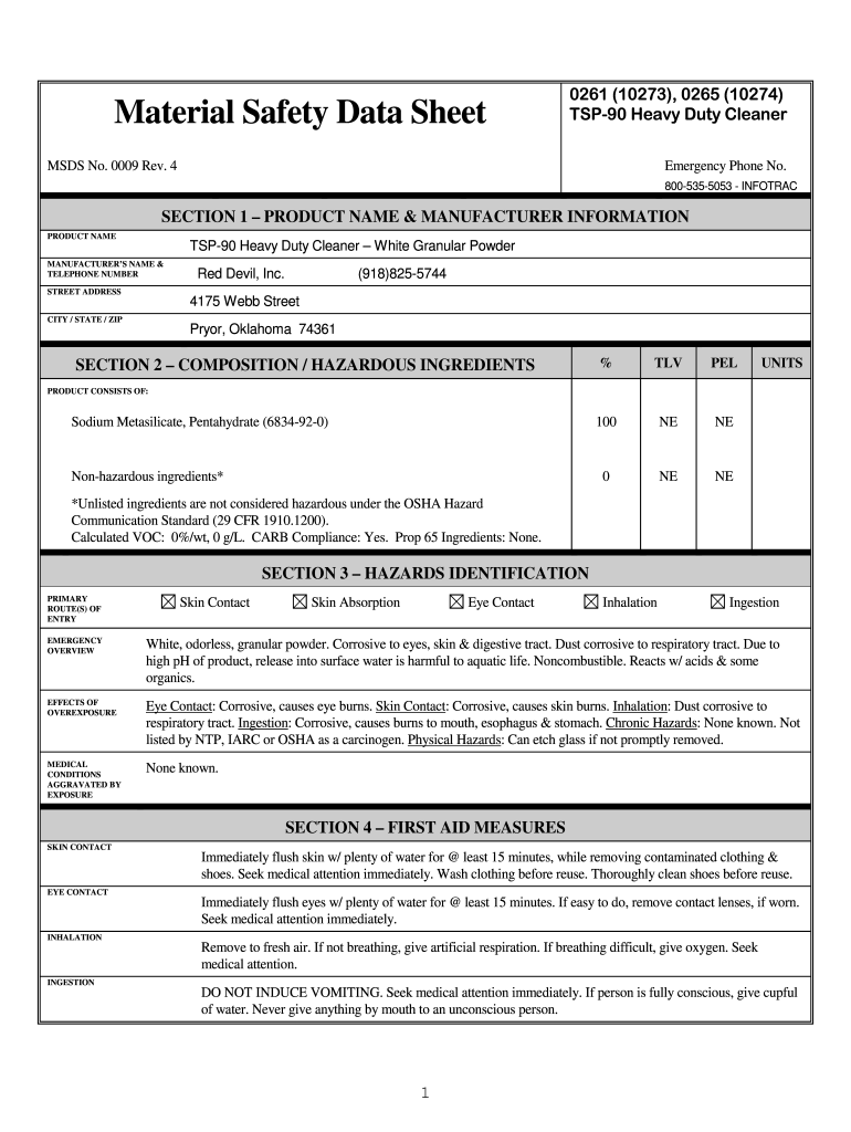 Printable Msds Sheets Online PDF  Form