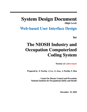 System Design Document High Level Web Based User Interface Design Center for Disease Control and Prevention National Institute F  Form