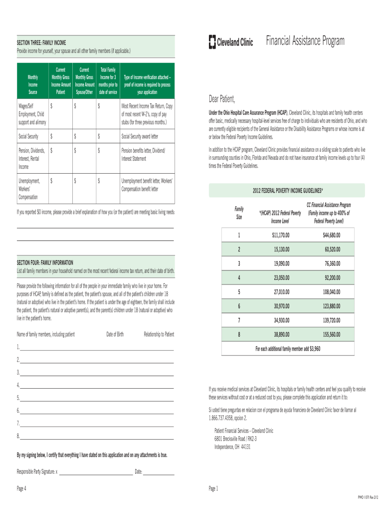  Cleveland Clinic Financial Assistance Program 2012-2024