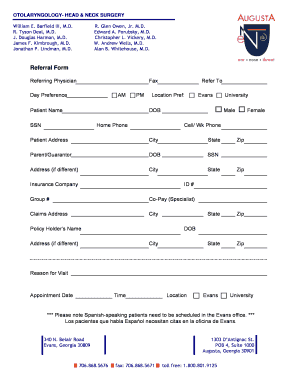 Ent Referral Letter  Form