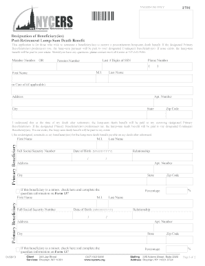 Nycers Post Retirement Death Benefit  Form
