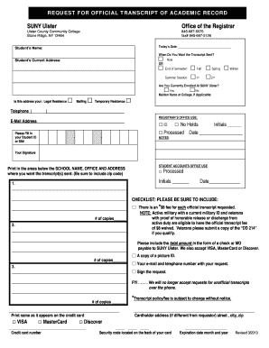 Registrar Suny Ulster Form