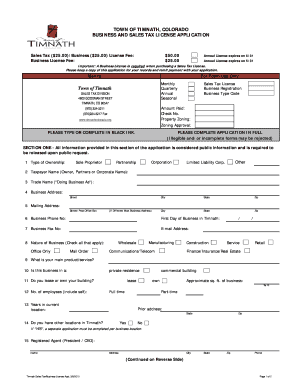 Timnath Co Sales Tax  Form