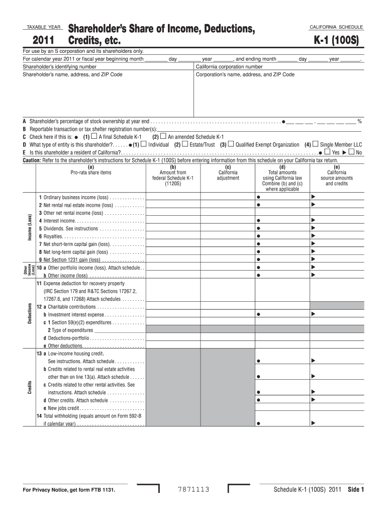  California Nonresident K 1100s Form 2019