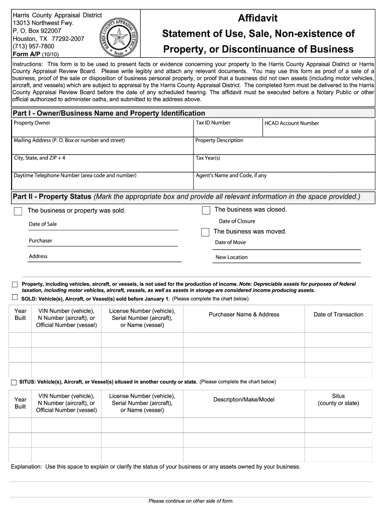 Get and Sign Texas Affidavit Statement 2010-2022 Form