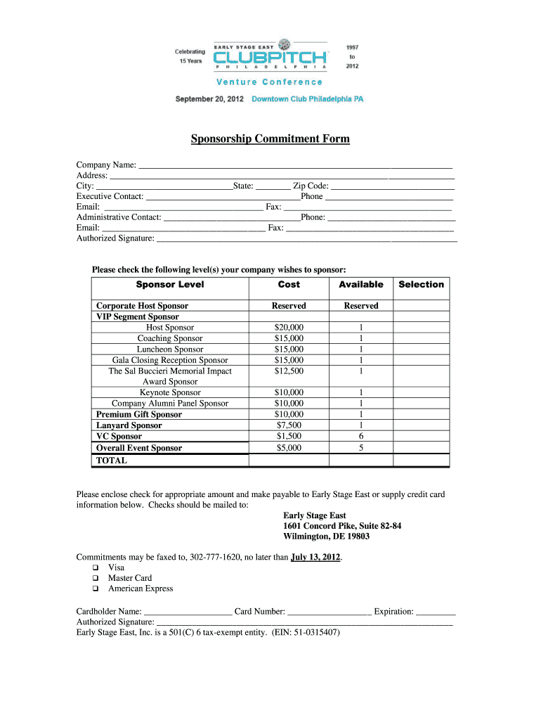  Commitment Form Template 2012-2024