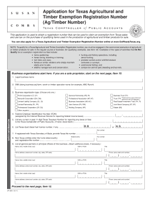 Application for Texas Agriculture Exemption Form Ap 228