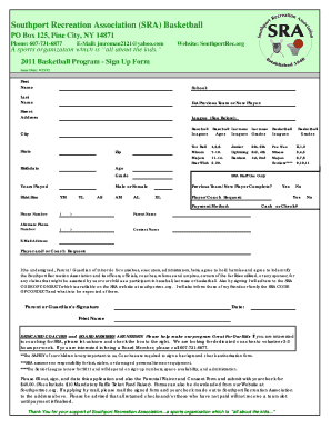 Decatur Park District Team Sideline  Form