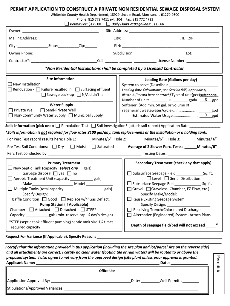 PERMIT APPLICATION to CONSTRUCT a PRIVATE NON Whitesidehealth  Form