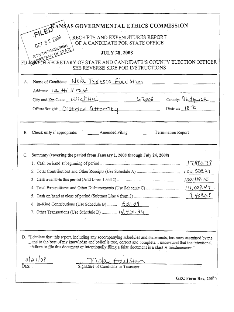 Sfyo Kansas Gov Ethics Ks  Form