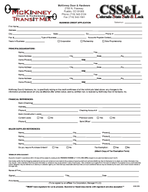 Credit Application Coloradostatesafeandlock Com  Form