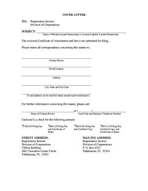 Attached is a Form to Amend the Certificate of Limited Partnership of a Form Sunbiz