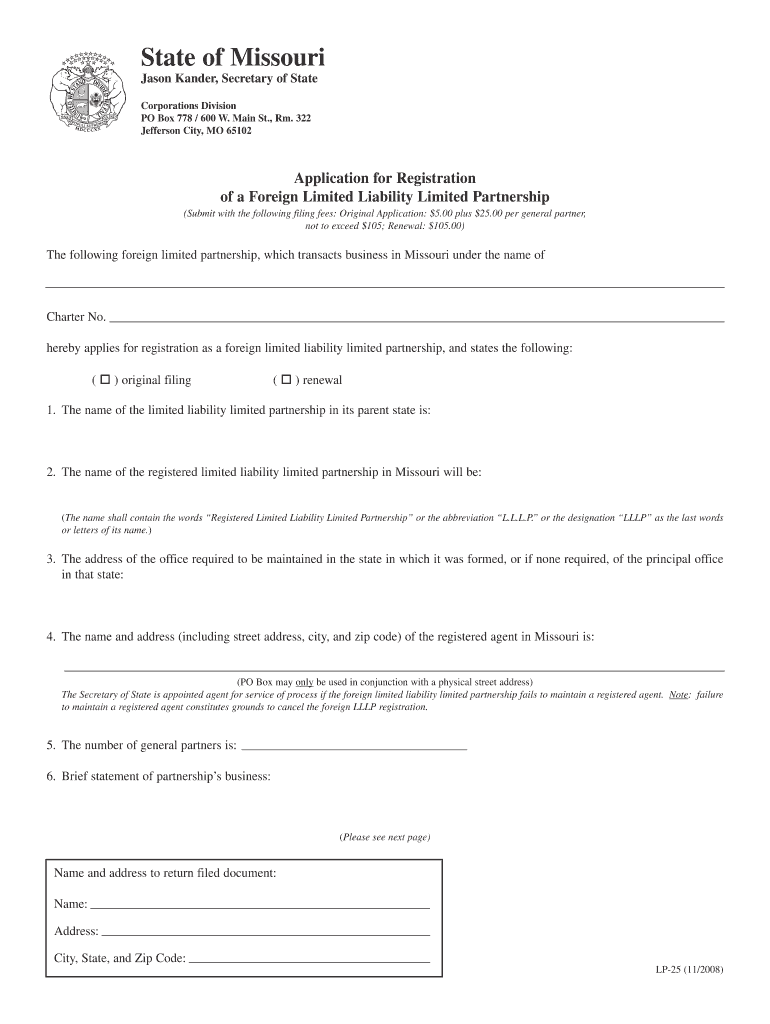 Lp 2511 Application for Registration Sos Mo  Form