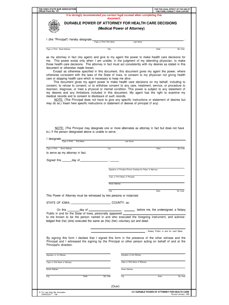  Iowa Poa Form 121 1999