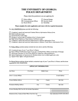 UGA Police Application Police Uga  Form