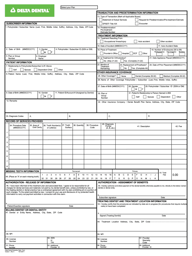  Delta Dental Claim Form 2011-2024