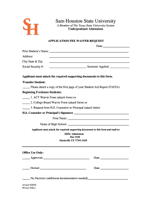 Get and Sign Sam Houston Fee Waiver  Form