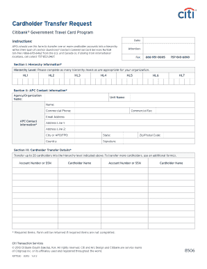 Cardholder Transfer Request Form Citibank