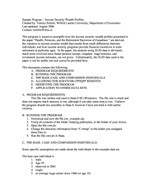 Sample Program Income Security Wealth Profiles Tammy Schirle Tammyschirle  Form