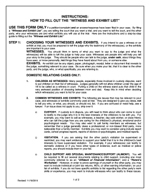 Witness and Exhibit List Sample  Form