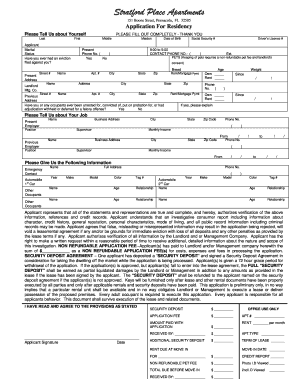 Printable Rental Application  Form