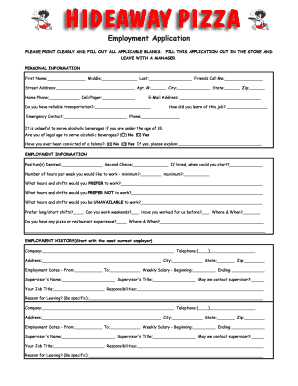 Hideaway Application  Form