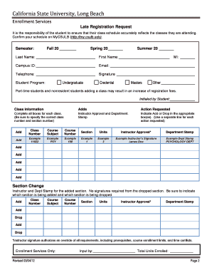 Late Registration Request Cover Sheet  Form