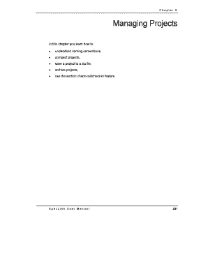 Managing Projects Speclink  Form